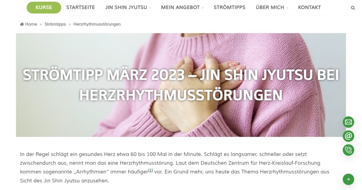 Screenshot als Arbeitsprobe im Bereich Texter für Blog und Newsletter Marketing für den Kunden Jin Shin Jyutsu Augsburg