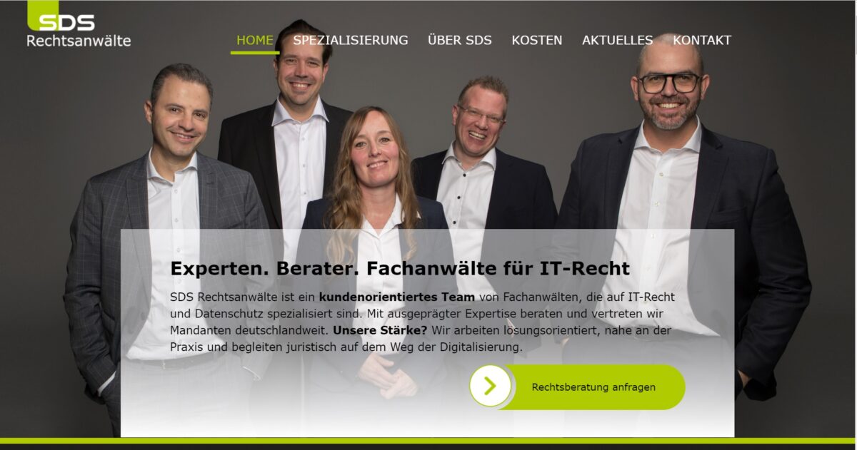 Screenshot der Website sds.ruhr, für die ich SEO-Strategie und Content angefertigt habe