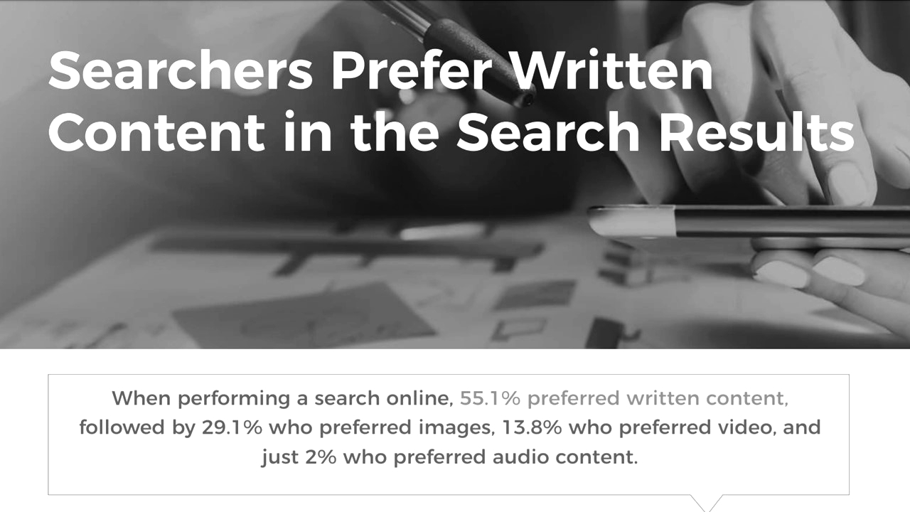 Screenshot of a study that proves: Google prefers professional text content